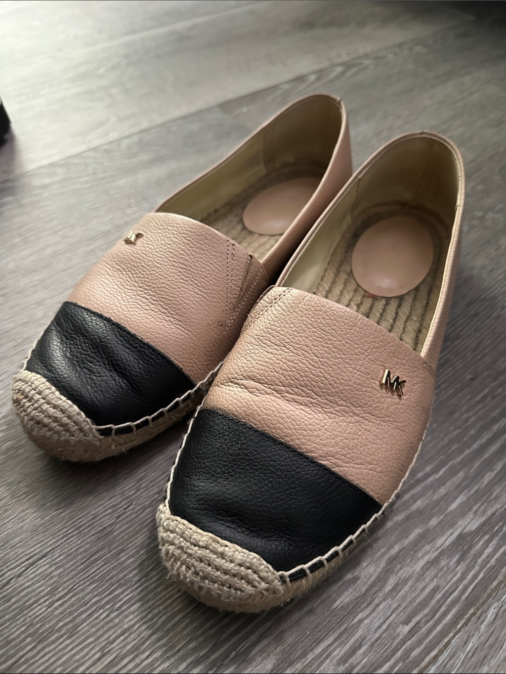 Michael Kors Two-Tone Pink and Black Leather Espadrille Flats